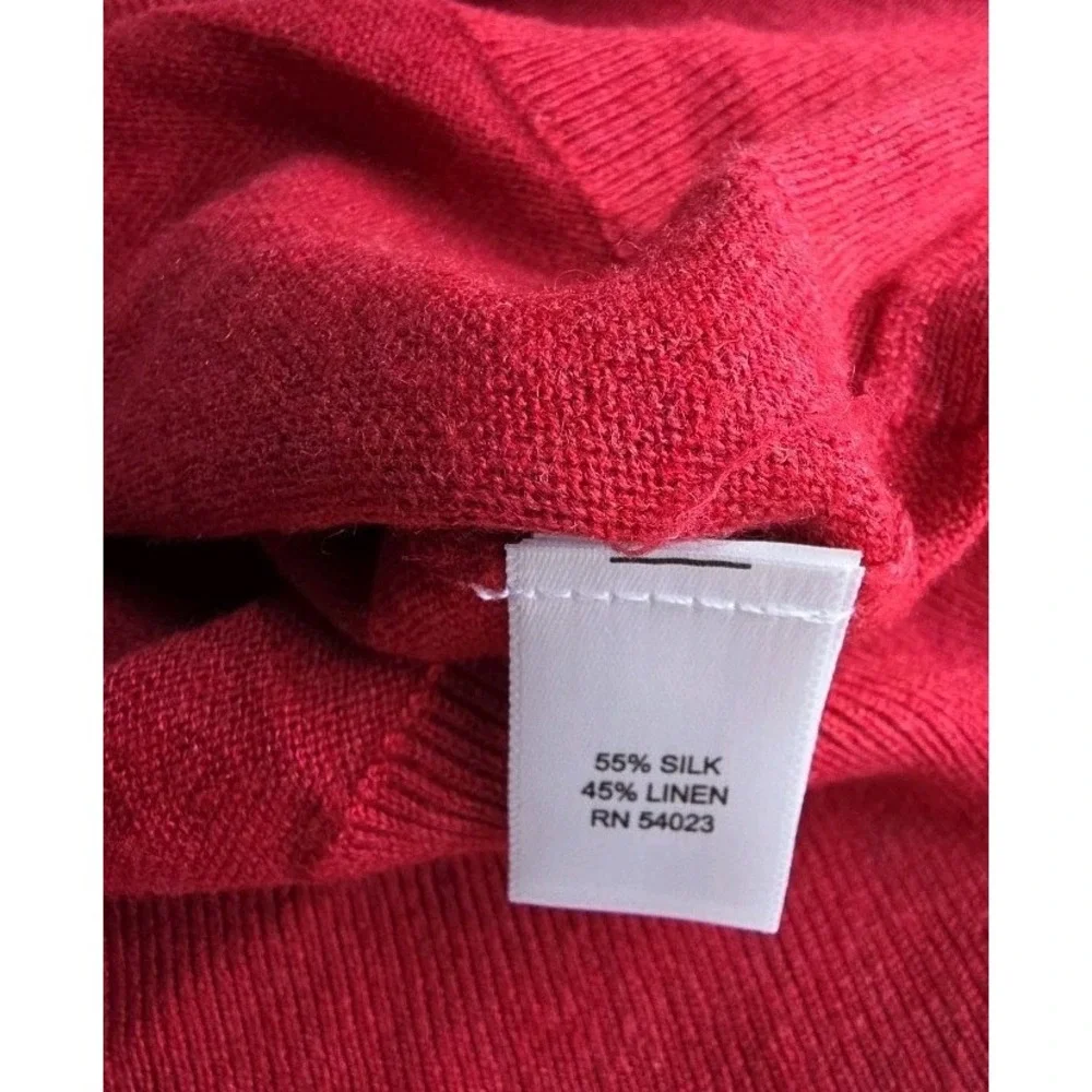 Banana Republic Sweater Mens Large Silk Linen Blend Lightweight V Neck RED NWT
